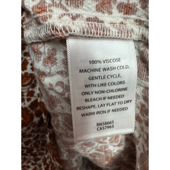 TREASURE & BOND Brown & Beige Shirred Floral V-neck Blouse w Shirt Tail Sz 3X - Picture 5 of 6